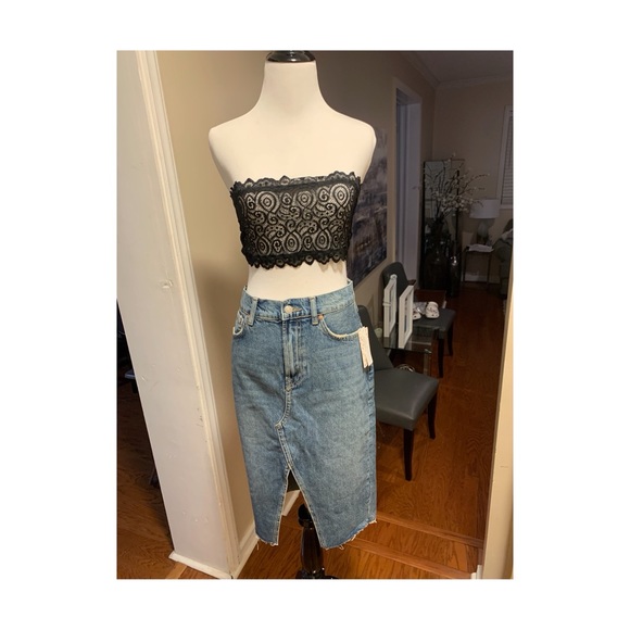 Free People Denim Pencil Skirt Suzanne ob957312 waist 15” hips 18” length 25.5” - Picture 5 of 9